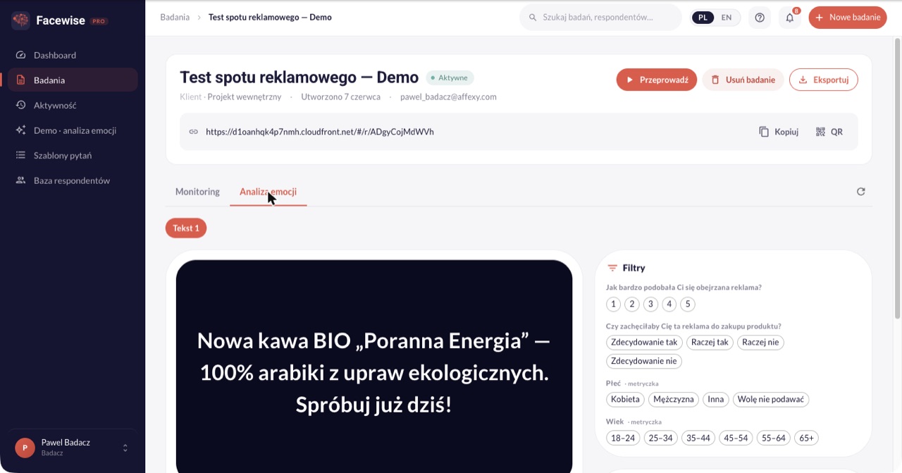 Analiza emocji respondentów